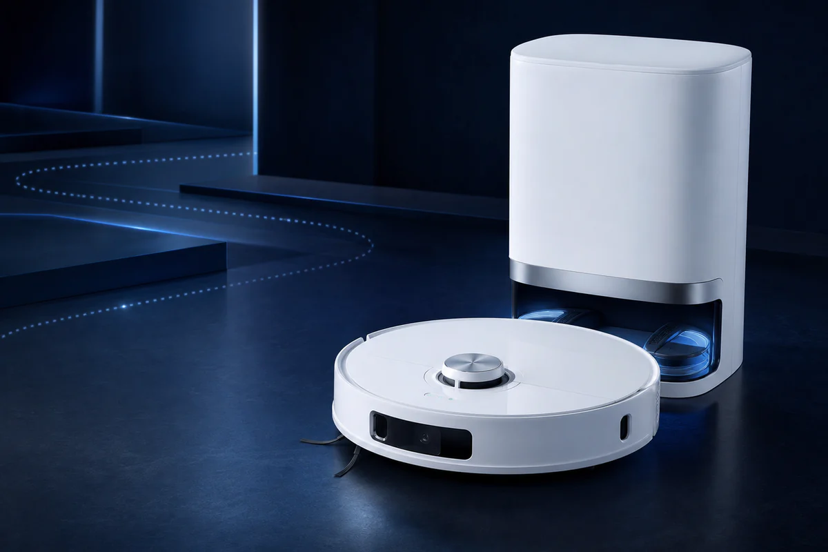 Robot hút bụi với trạm làm sạch và công nghệ điều hướng thông minh