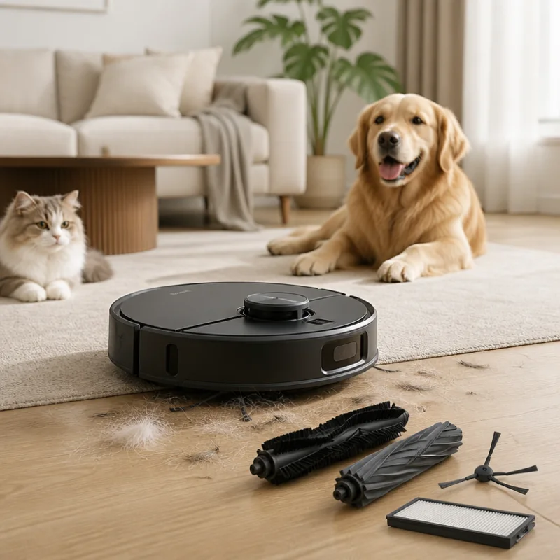 Robot hút bụi Roborock cho nhà có nhiều tóc và vật nuôi: Lựa chọn chổi và phụ kiện