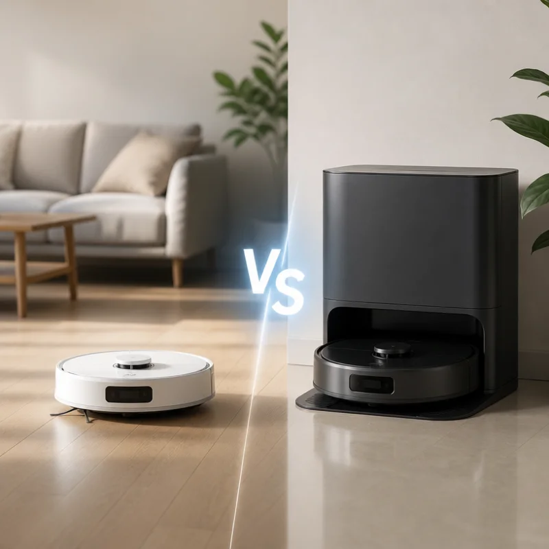 So sánh robot hút bụi độc lập và robot kèm trạm tự động