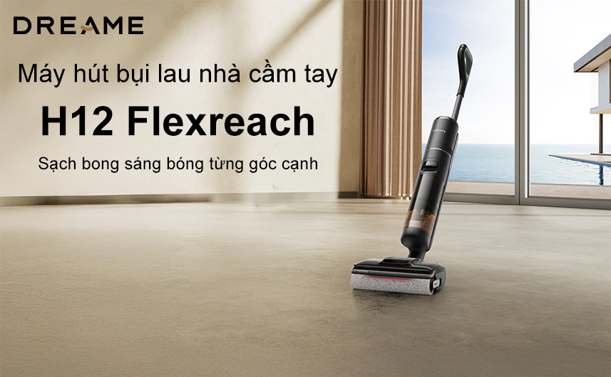 Dreame H12 FlexReach ở tư thế sử dụng trên sàn cứng