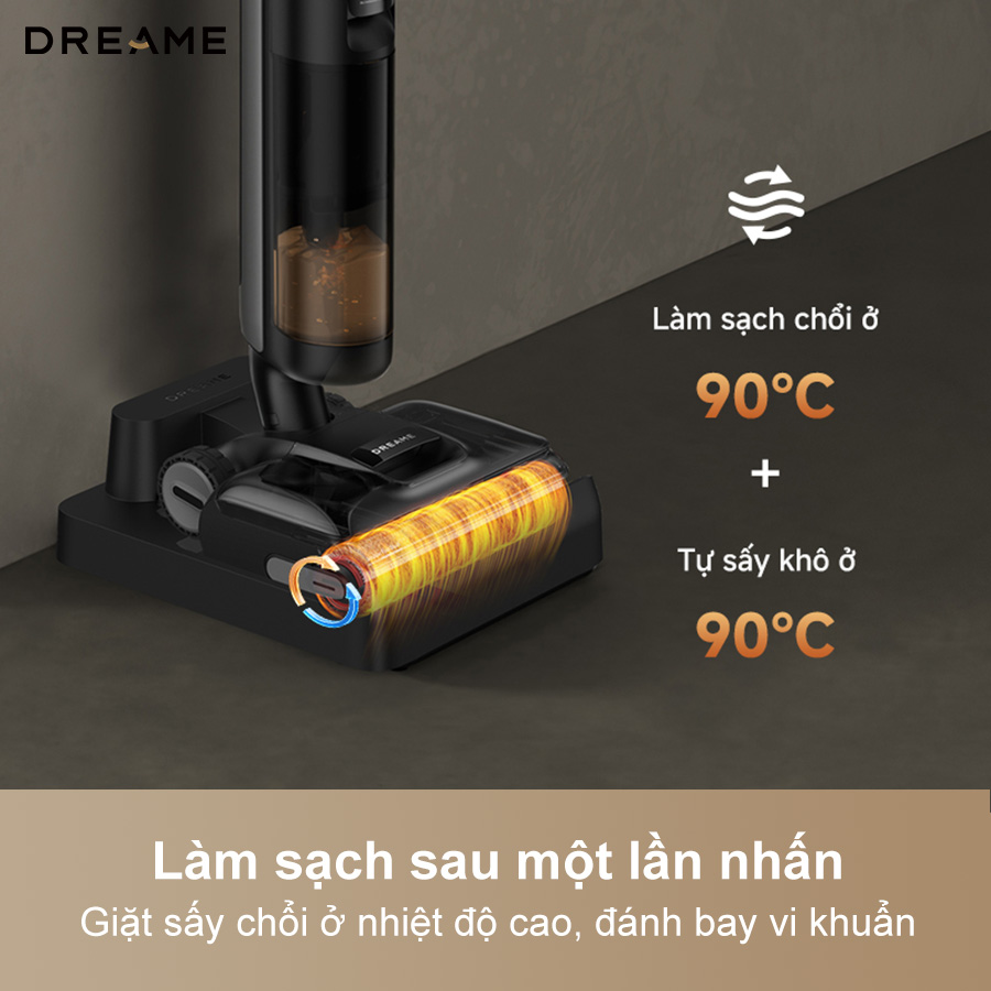 Chu trình giặt và sấy con lăn ở nhiệt độ công bố 90°C
