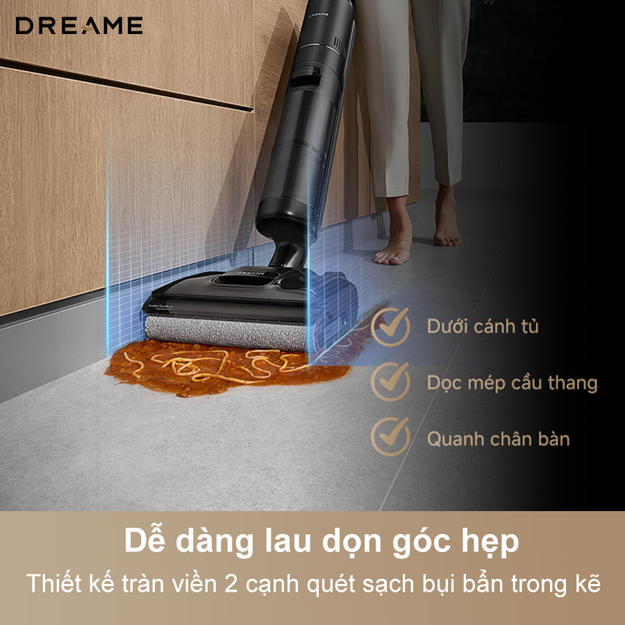 Con lăn tràn viền hỗ trợ làm sạch hai cạnh