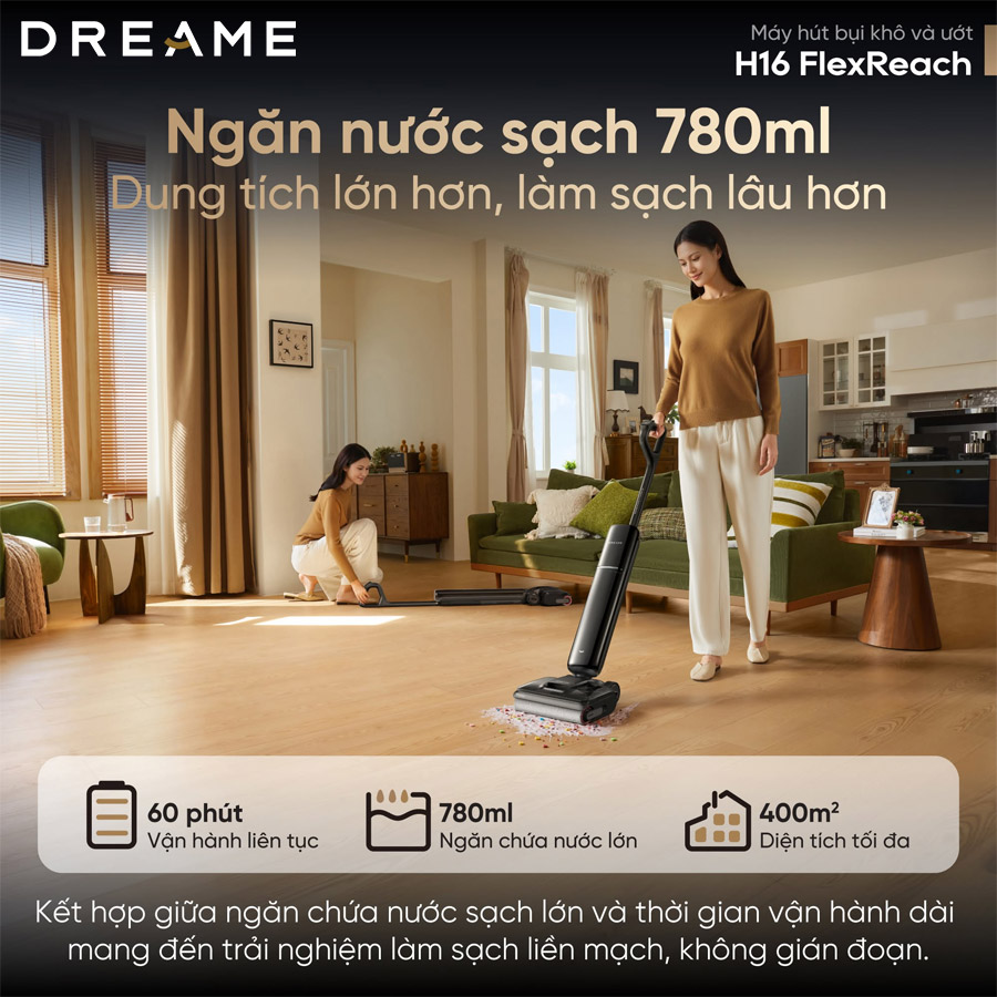 Bình nước và cấu hình vận hành của H16 FlexReach