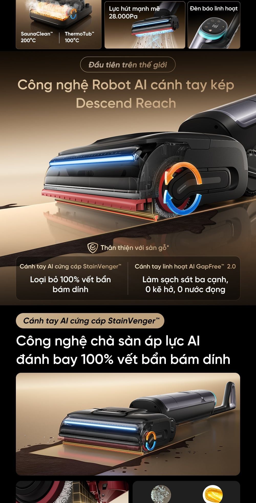 Chế độ hơi nước SaunaClean trên H16 Pro Steam