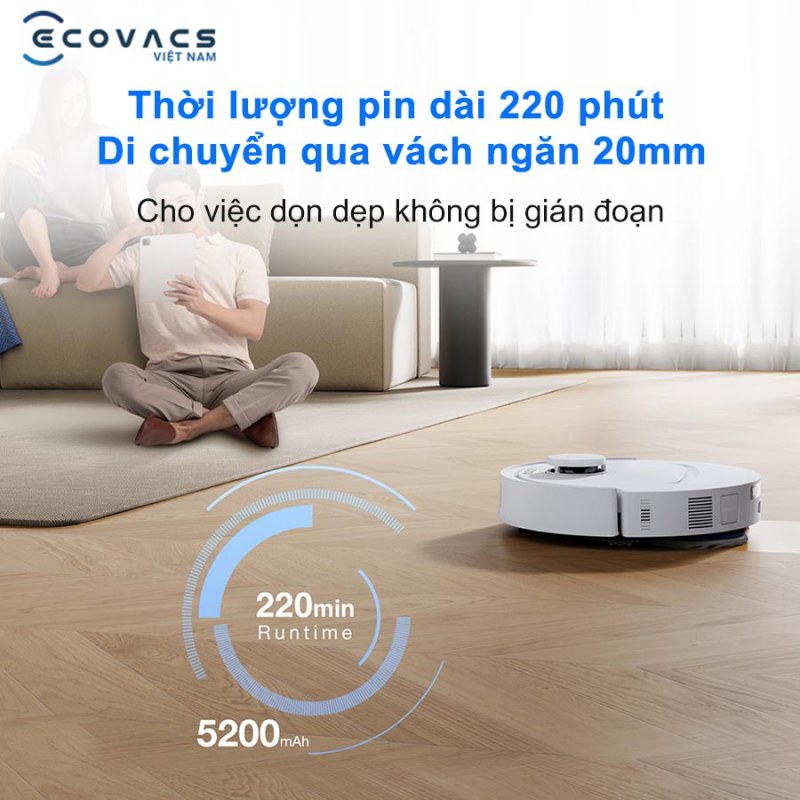 Pin d&agrave;i 220 ph&uacute;t, vượt v&aacute;ch ngăn 20 mm