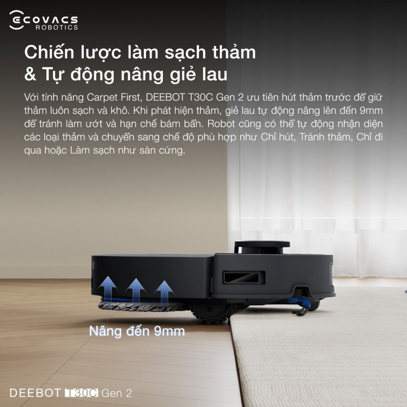 Chiến lược l&agrave;m sạch thảm v&agrave; n&acirc;ng giẻ lau tự động hiệu quả.
