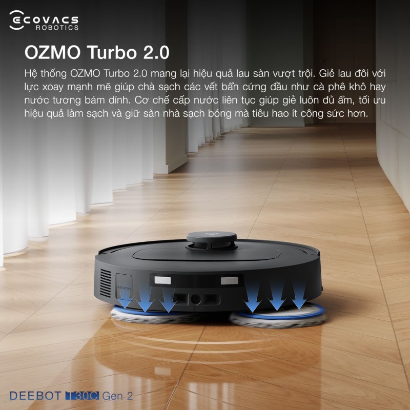 Hệ thống lau OZMO Turbo 2.0 với giẻ lau xoay v&agrave; n&acirc;ng tự động.