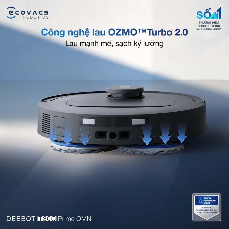 C&ocirc;ng nghệ lau OZMO Turbo 2.0 sạch kỹ lưỡng