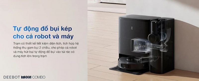Trạm sạc tự động đổ bụi k&eacute;p cho robot v&agrave; m&aacute;y h&uacute;t cầm tay