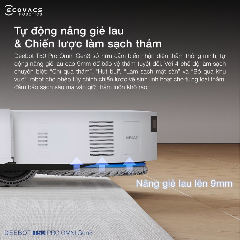 Tự động nâng giẻ lau và chiến lược làm sạch thảm