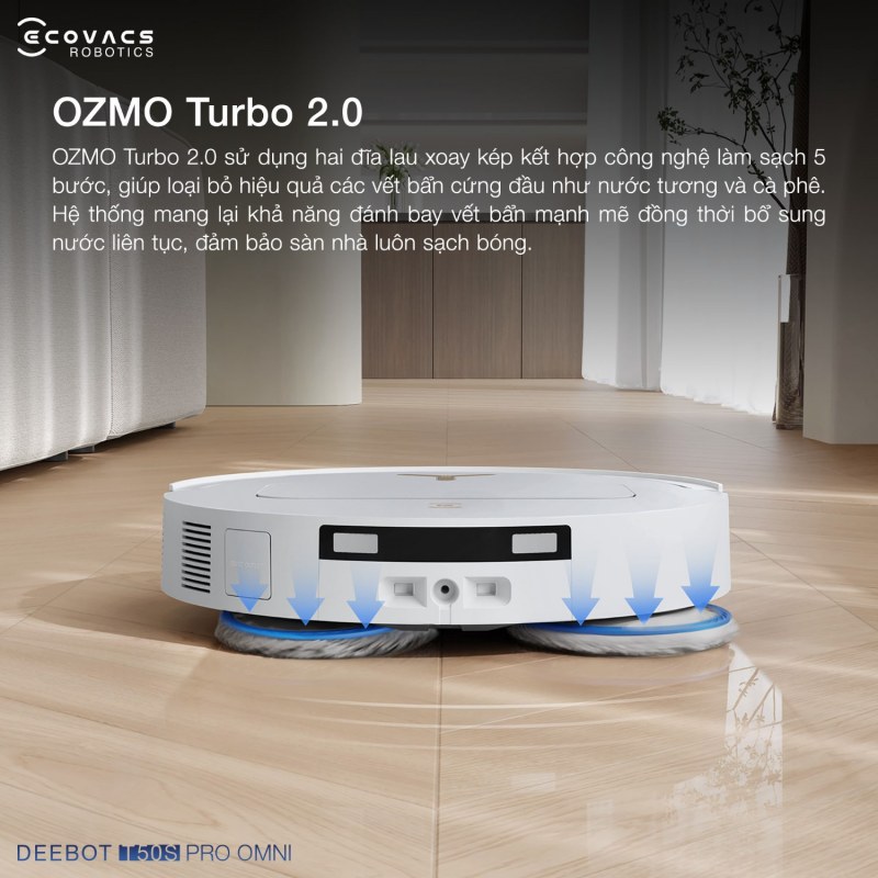 Hệ thống lau OZMO Turbo 2.0 với giẻ lau xoay k&eacute;p v&agrave; n&acirc;ng giẻ lau