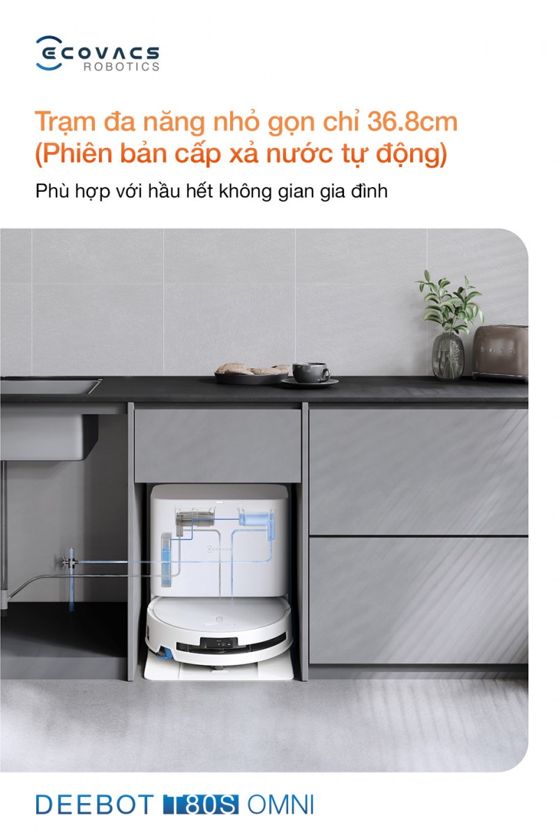 Trạm sạc đa năng nhỏ gọn, tự động đổ bụi v&agrave; giặt giẻ lau