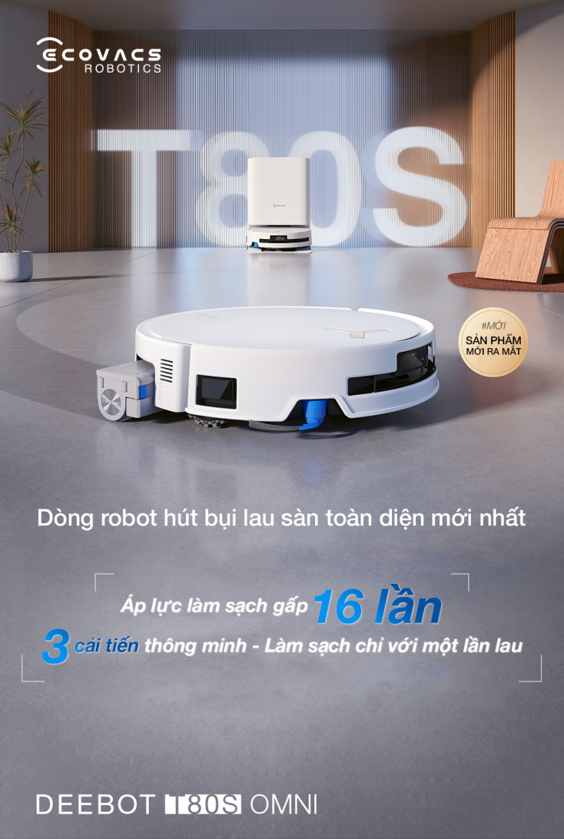 D&ograve;ng robot h&uacute;t bụi lau s&agrave;n to&agrave;n diện Ecovacs T80S Omni 2027