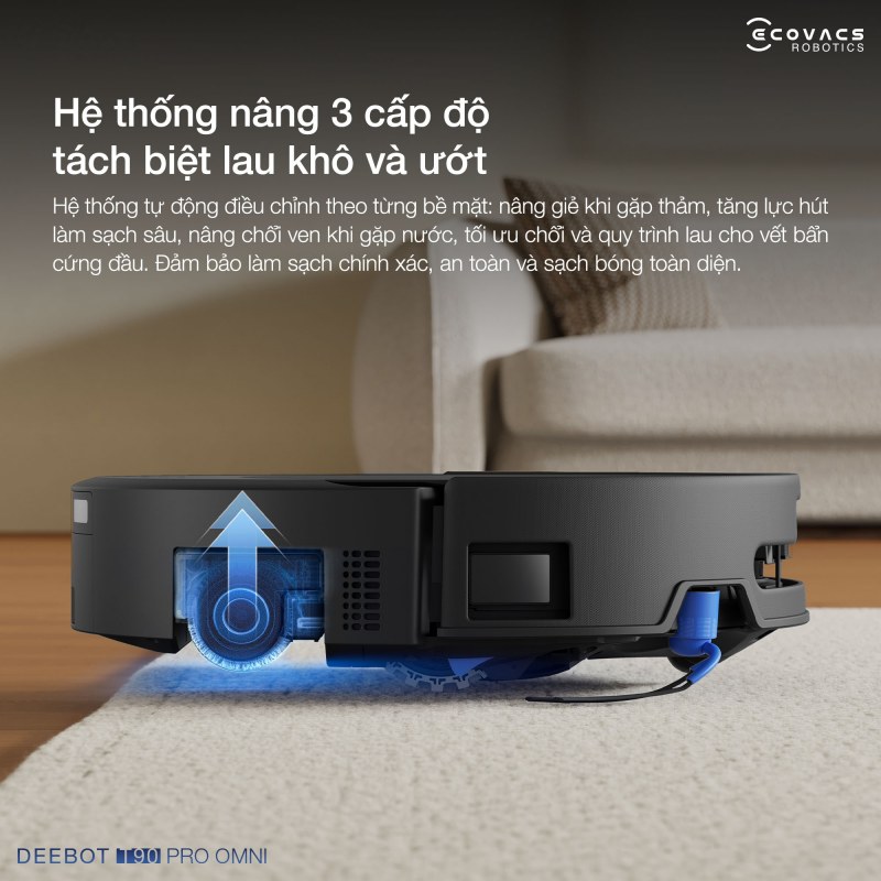 Hệ thống n&acirc;ng 3 cấp độ t&aacute;ch biệt lau kh&ocirc; v&agrave; ướt
