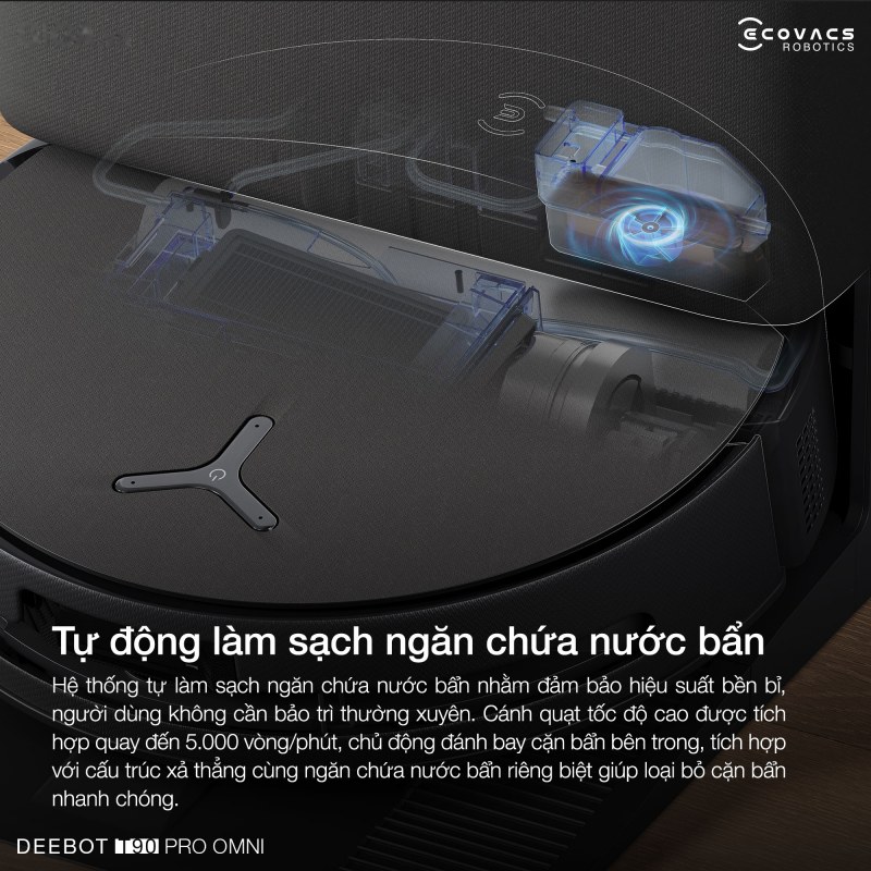 Tự động đổ r&aacute;c v&agrave; giặt giẻ lau tiện lợi