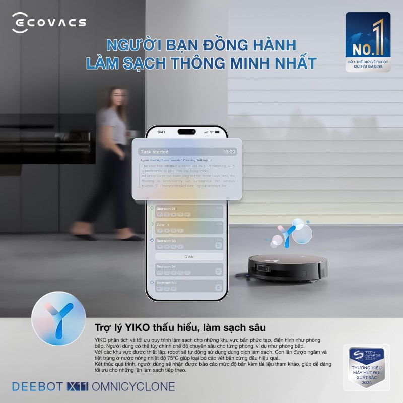Trợ l&yacute; AI YIKO hỗ trợ l&agrave;m sạch th&ocirc;ng minh