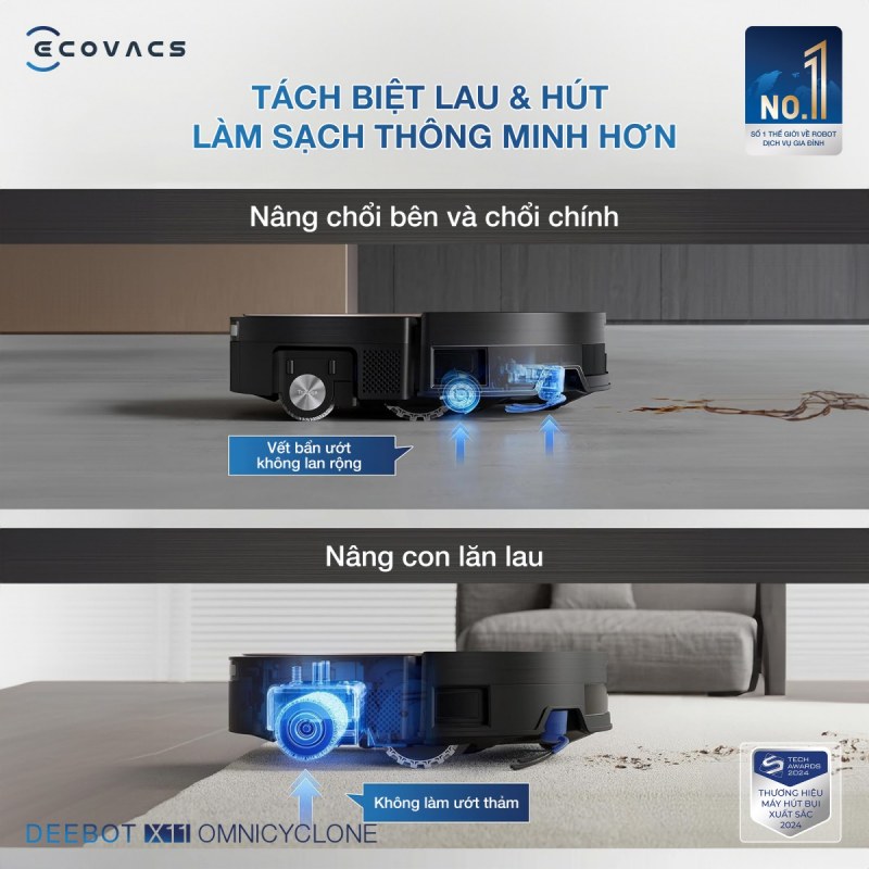 T&aacute;ch biệt lau v&agrave; h&uacute;t, n&acirc;ng con lăn lau th&ocirc;ng minh