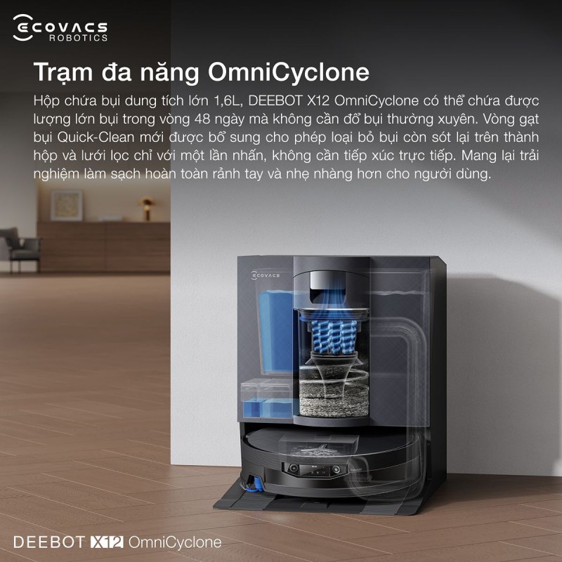 Trạm sạc tự động OmniCyclone tiện lợi với dung t&iacute;ch chứa bụi lớn