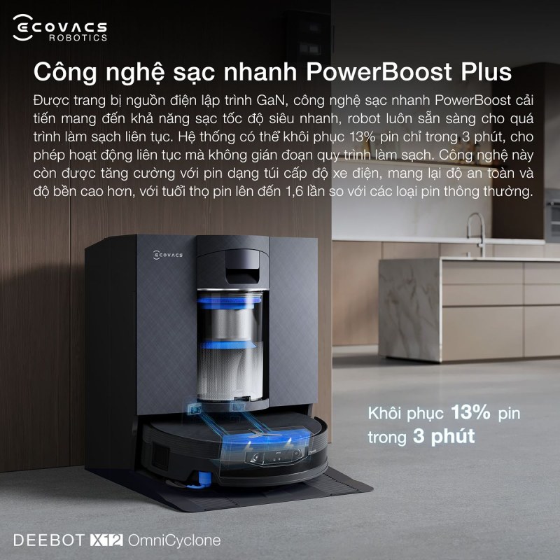 C&ocirc;ng nghệ sạc nhanh PowerBoost Plus tiết kiệm thời gian