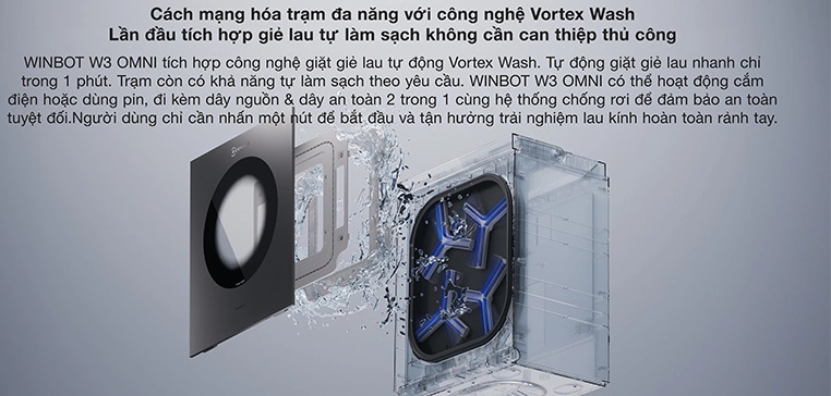 Robot lau k&iacute;nh Ecovacs W3 Omni t&iacute;ch hợp nhiều c&ocirc;ng nghệ l&agrave;m sạch hiện đại