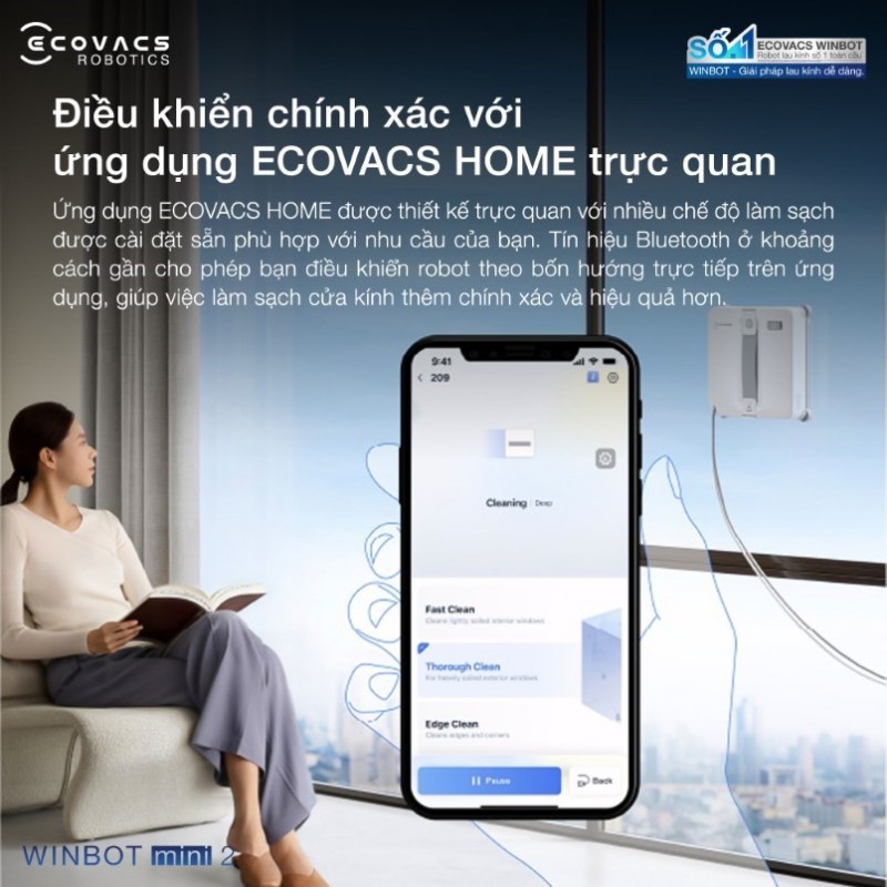 Điều khiển tiện lợi qua ứng dụng ECOVACS HOME