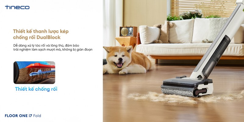 Con lăn kép chống rối DualBlock giúp bảo trì dễ dàng.