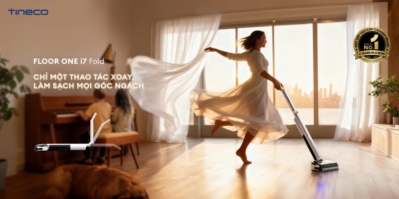 Máy hút bụi Tineco i7 Fold làm sạch mọi góc ngách.
