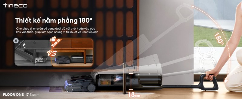Thiết kế nằm phẳng 180&deg; thuận tiện l&agrave;m sạch khu vực thấp
