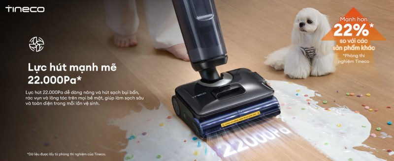 Lực h&uacute;t mạnh 22.000 Pa gi&uacute;p l&agrave;m sạch bụi bẩn nhanh ch&oacute;ng