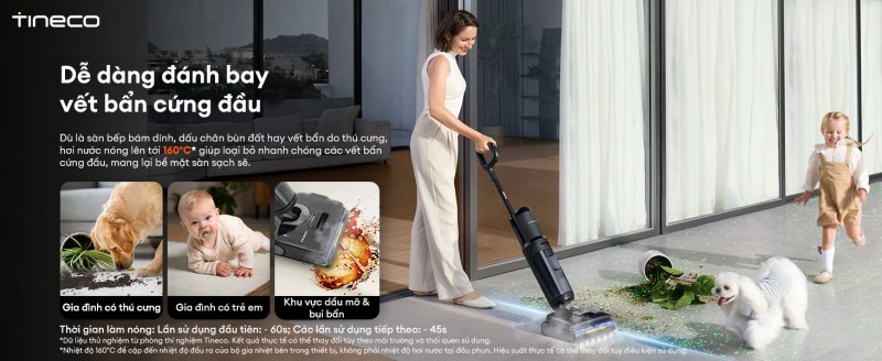Hơi nước n&oacute;ng 160&deg;C loại bỏ vết bẩn cứng đầu, th&acirc;n thiện với gia đ&igrave;nh