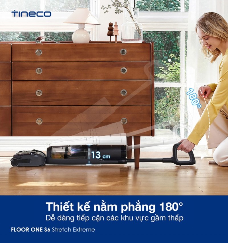 Thiết kế nằm phẳng 180° tiếp cận gầm thấp tiện lợi
