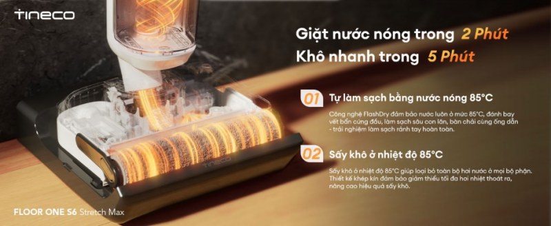 Con lăn xoay 2 chiều l&agrave;m sạch s&acirc;u v&agrave; khử m&ugrave;i hiệu quả