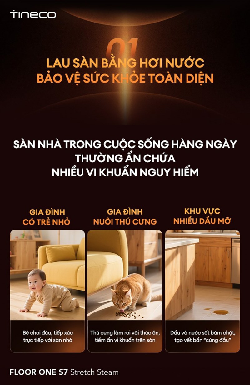 Lau sàn bằng hơi nước bảo vệ sức khỏe toàn diện