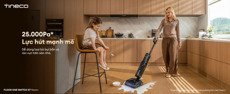 Lực h&uacute;t mạnh mẽ 25.000 Pa dễ d&agrave;ng loại bỏ bụi bẩn v&agrave; r&aacute;c vụn