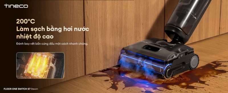 C&ocirc;ng nghệ hơi nước n&oacute;ng 200&deg;C l&agrave;m sạch v&agrave; khử khuẩn hiệu quả