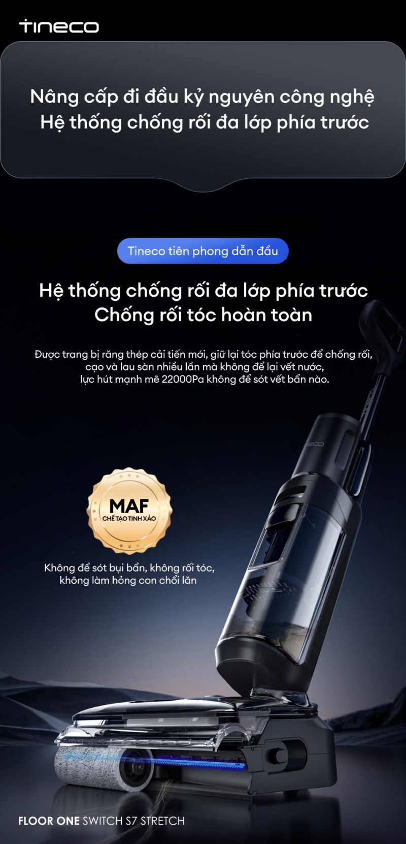 Hệ thống chống rối đa lớp gi&uacute;p hạn chế t&oacute;c v&agrave; sợi vải b&aacute;m