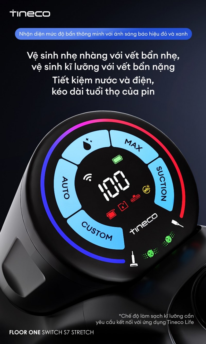 M&agrave;n h&igrave;nh LED hiển thị th&ocirc;ng tin vận h&agrave;nh v&agrave; chế độ l&agrave;m sạch