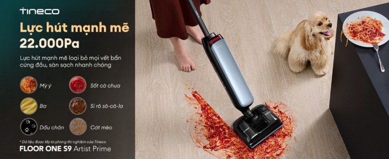 Lực h&uacute;t mạnh mẽ 22000 Pa l&agrave;m sạch hiệu quả