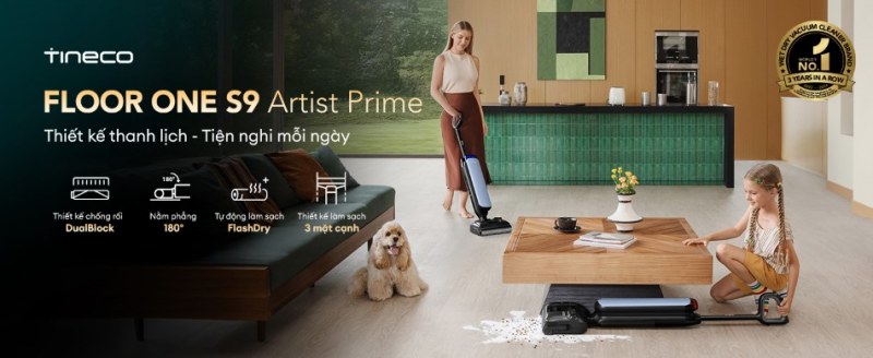 Tineco S9 Artist Prime với nhiều t&iacute;nh năng l&agrave;m sạch hiện đại