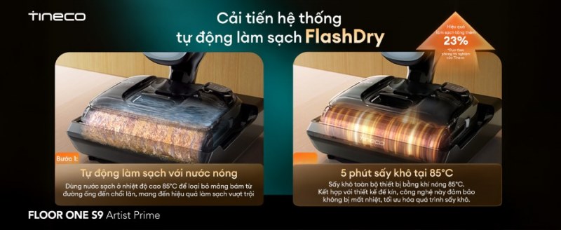 Hệ thống tự động l&agrave;m sạch FlashDry nhanh ch&oacute;ng